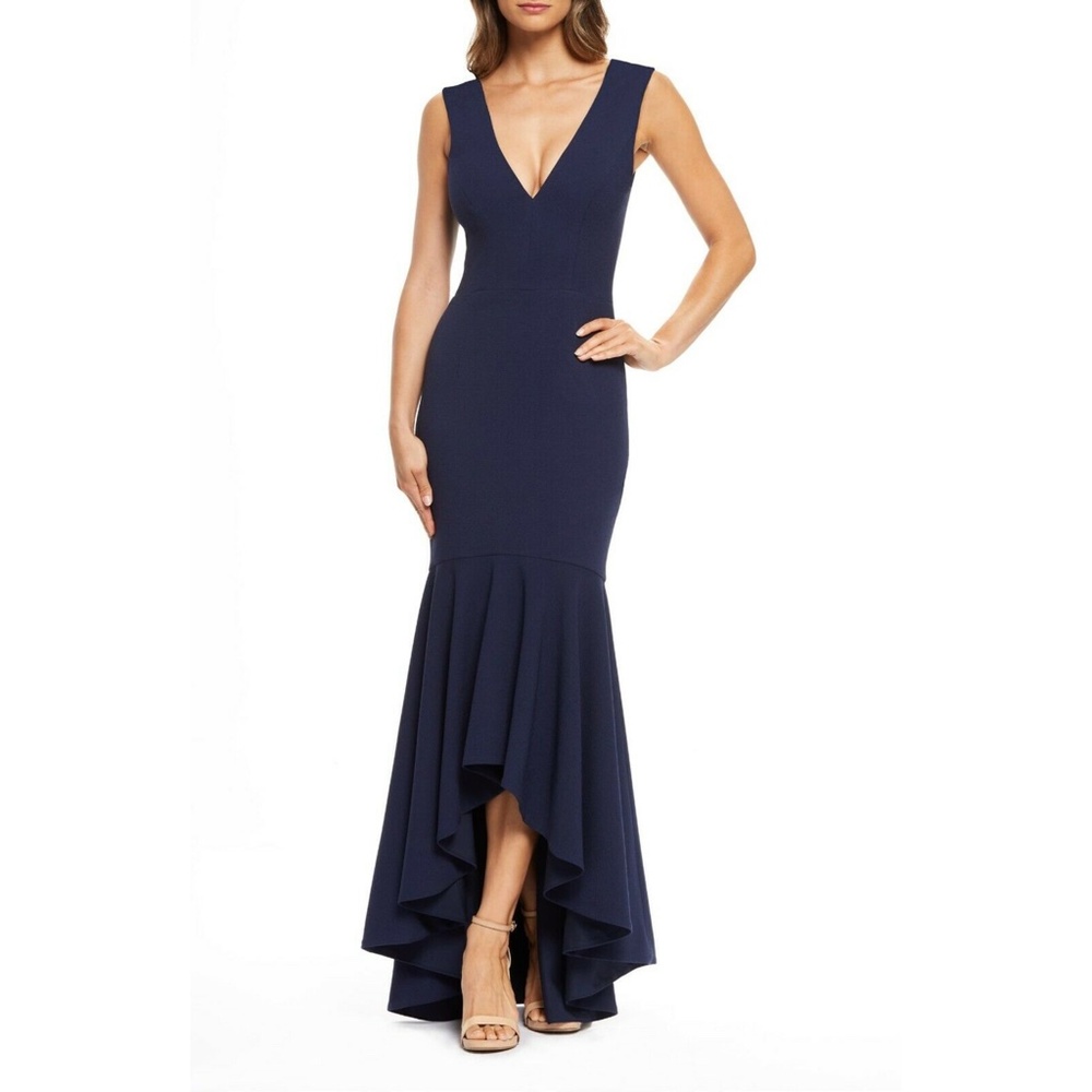 NEW Dress the Population Demi V-Neck High Low Gown Medium